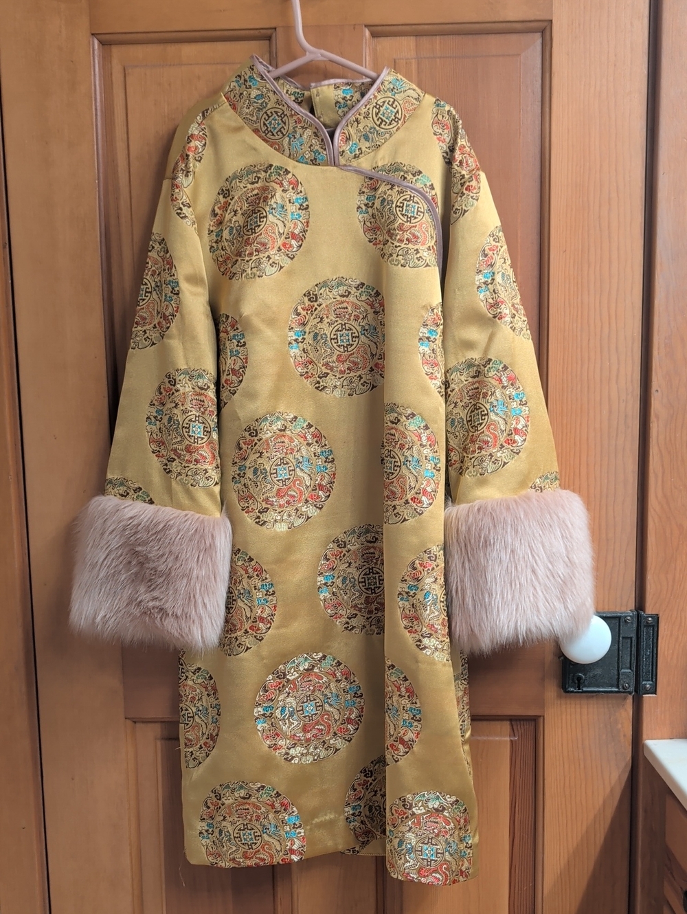 Original Nastygal Chinese Style Gold Brocade Dress Size Large - Picture 2 of 12